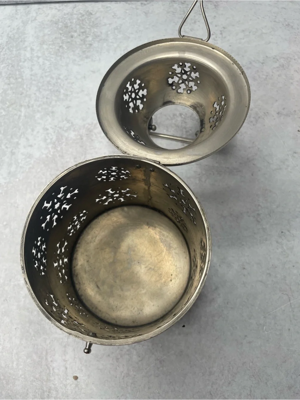 Illuminations Silver Snowflake Small Lantern 6” Candle Tea lights Decor
